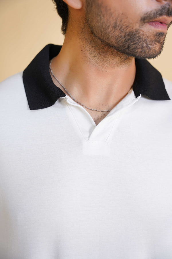 Accent contrast Collar full sleave Polo