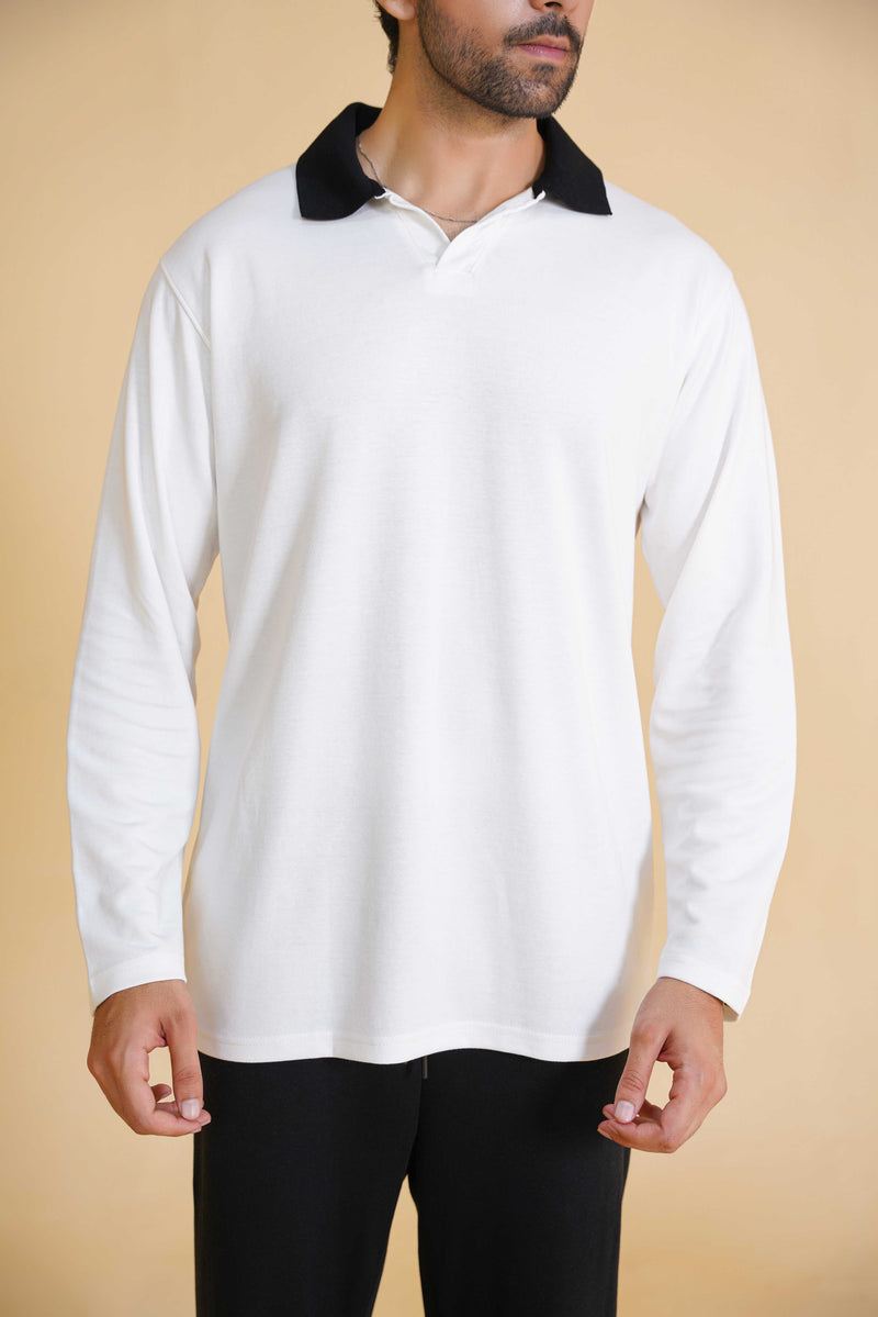 Accent contrast Collar full sleave Polo