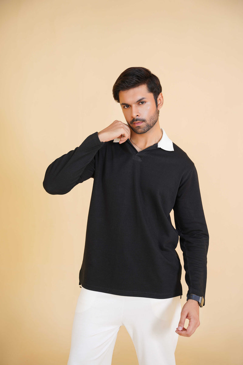 Accent contrast Collar full sleave Polo
