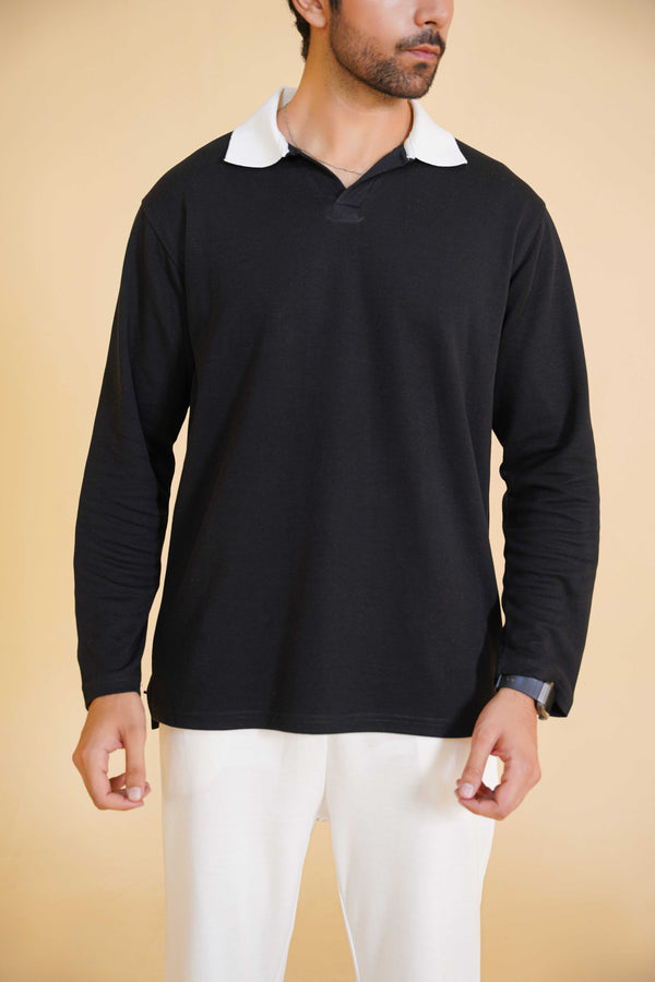 Accent contrast Collar full sleave Polo